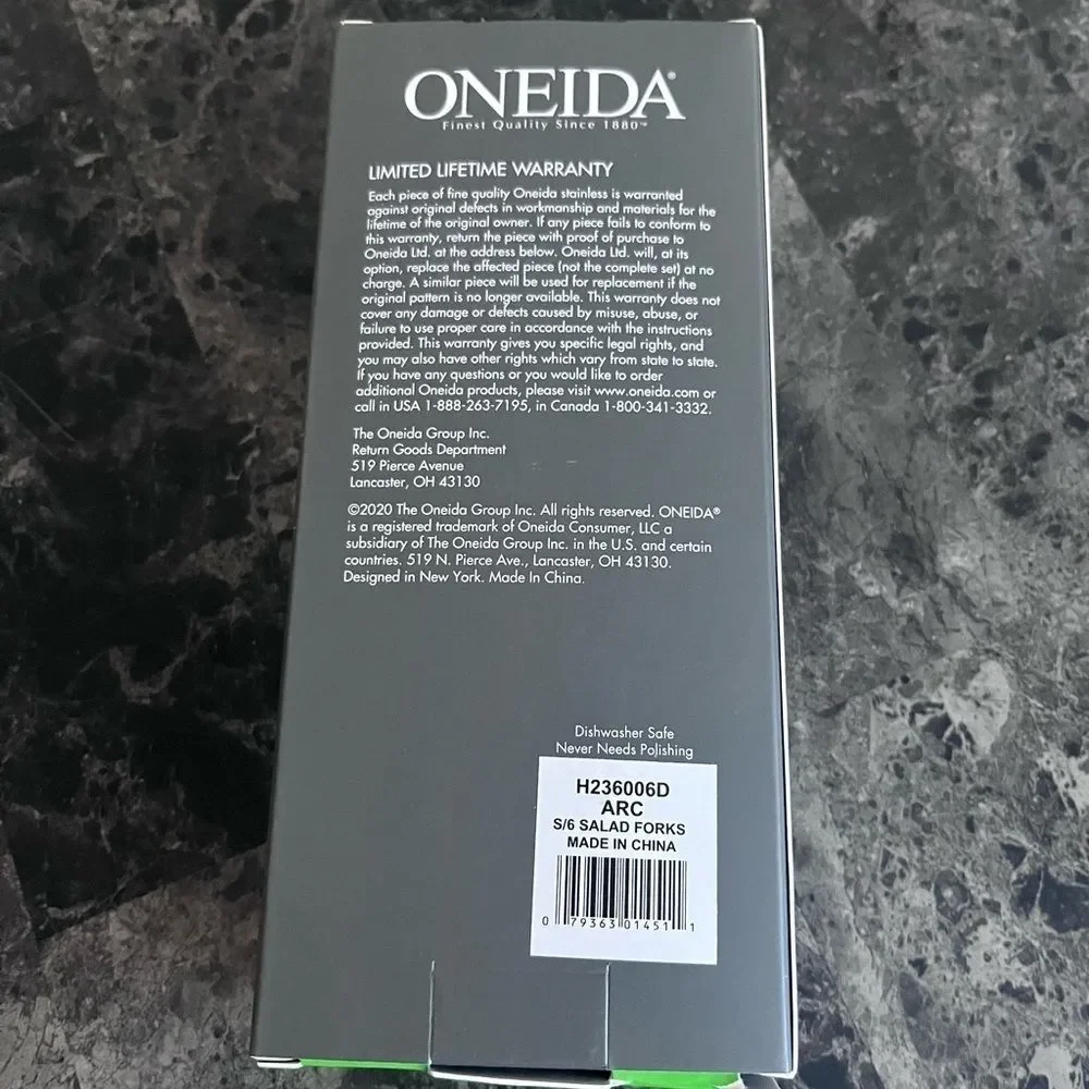 Oneida Premium Stainless Steel Arc Everyday Flatware Salad Forks, Set of 6